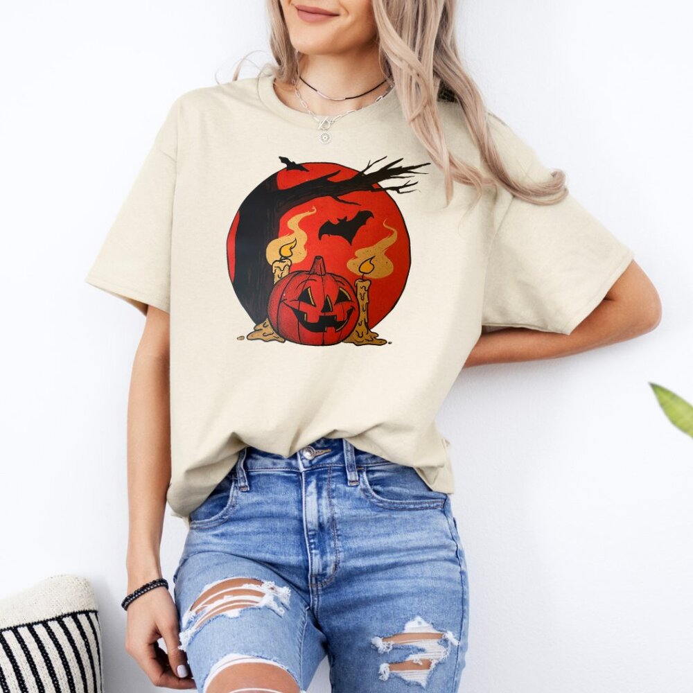 Halloween T shirt Pick Your Graphic Beige Halloween Graphic T-Shirt - Picture 2 of 4
